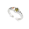 Green star twilight sterling silver ring