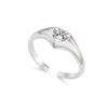 Clear simple heart sterling silver ring
