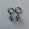 Cubic chrome cross hoop earrings