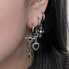 Black cross heart heart hoop earrings