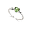 Green simple heart sterling silver ring