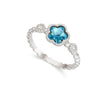 Blue floral stone sterling silver ring