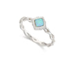 Green opal diamond sterling silver ring