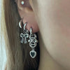 Piercing black heart hoop earrings