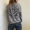 Embroidery skull gate long sleeve light gray