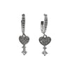 Rhinestone heart drop bling hoop earrings