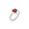 Fancy red heart melt sterling silver ring (pre-order only)