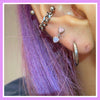 Double heart rhinestone purple and pink piercing and earring