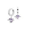 Purple heart orbit hoop earrings