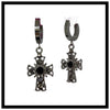 black rhinestone cross hoop earrings
