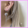 Heart cross chain drop hoop earrings
