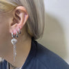 Heart cross chain drop hoop earrings