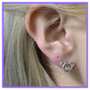 Bear face hoop stud earrings