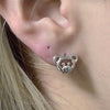 Bear face hoop stud earrings