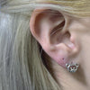 Bear face hoop stud earrings