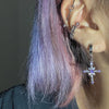 Clear Rhinestone Gem Cross Hoop Earrings