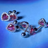 Deep pink Heart rhinestone stud piercing