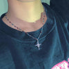 Color bead & stainless steel chain cross gem necklace