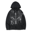 Embroidery owl zip up hoodie black mineral