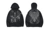 Embroidery owl zip up hoodie black mineral