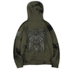 Embroidery guard zip up hoodie khaki stain