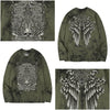 Embroidery skull gate long sleeve green stain