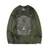 Embroidery skull gate long sleeve green stain