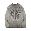 Embroidery skull gate long sleeve light gray