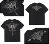 Embroidery cross skull short sleeve black mineral
