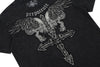 Embroidery cross skull short sleeve black mineral
