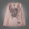 Ribbon skull long sleeve vintage pink
