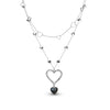 Black double heart drop necklace
