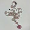 Pink pastel rose quartz star heart necklace
