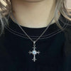 Reversible shiny cross necklace