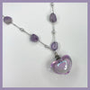 Pastel purple bubble heart amethyst gemstone necklace