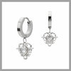 Crystal Cupid heart gem rhinestone hoop earrings