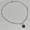 Princess pearl spike black heart necklace-Black