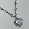 Chrome white heart pearl necklace