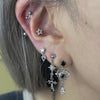 Spike black bling cross drop earrings