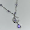Purple moonstar pearl drop necklace
