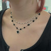 Black tourmaline chrome double necklace
