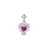 Pink rhinestone heart drop piercing