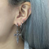 Chrome cross hoop earrings