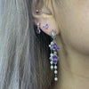 Purple pearl drop earrings