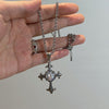 Reversible shiny cross necklace