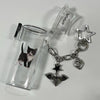 Black and white cat strawberry star lighter keychain case
