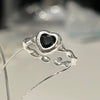 Black Heart twist gem sterling silver ring