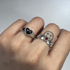 Black heart simple sterling silver ring