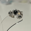 Black gem twist sterling silver ring