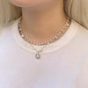 White pearl double quartz gemstone necklace set